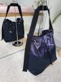 Torebka damska granatowa ze ściągaczem duża shopper NATALIA