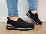Buty damskie sportowe BEATA czarne zamszowe na koturnie