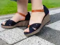 Letnie sandały damskie na koturnie 36-41 JUSTYNA czarne