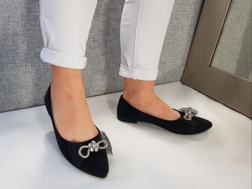 Baleriny-damski-czarne-OLA-z-ktysztalowa-ozdoba