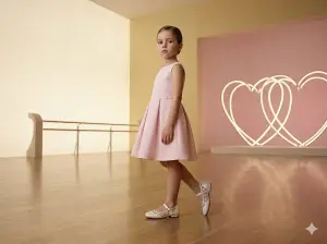 Eleganckie Baleriny Dla Dziewczynki ALICJA Beżowe Brokatowe Na Niskim Obcasie
