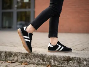 Damskie Buty Sportowe Czarne Zamszowe
