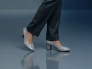 Czółenka Damskie Na Słupku Szare Szerokie 