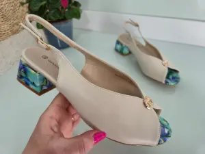 Sandały Damskie Na Niskim Słupku Wygodne Szerokie Eleganckie