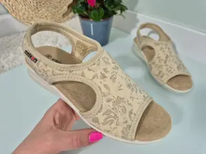 Miękkie Sandały Damskie Szerokie Rozciągliwe Materiałowe