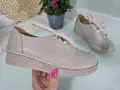 Bezowe-Skorzane-Buty-Damskie-Miekkie-Polbuty-Sznurowane
