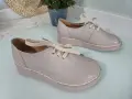 Bezowe-Skorzane-Buty-Damskie-Miekkie-Polbuty-Sznurowane