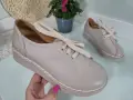 Bezowe-Skorzane-Buty-Damskie-Miekkie-Polbuty-Sznurowane