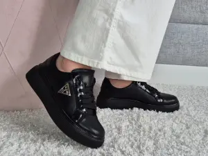 Buty Sportowe Damskie Czarne Szerokie Miękkie