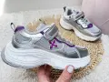 Modne-Buty-Sportowe-Dla-Dziewcznki-Srebrne-Gruba-Podeszwa