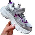 Modne-Buty-Sportowe-Dla-Dziewcznki-Srebrne-Gruba-Podeszwa