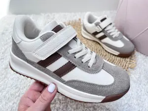 Sportowe Buty Dla Dziewczynki Sneakersy Beżowe Na Rzep