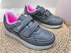 Lekkie Buty Sportowe Dla Dziewczynki Szare Na Dwa Rzepy