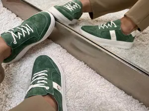 Buty Sportowe Damskie Skórzane Goodin Zielone Wygodne 