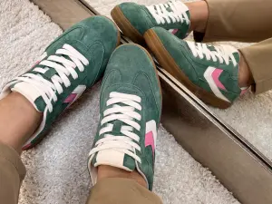 Buty Sportowe Damskie Skórzane Sneakersy Tenisówki Zielone