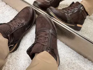 Lekkie Buty Sportowe Damskie Z Wyższą Cholewką Brązowe 
