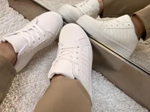 Klasyczne Buty Sportowe Damskie Sneakersy Białe Z Dodatkiem Panterki