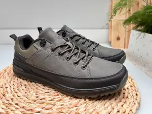 Buty Męskie Sportowe Szare Obuwie Trekkingowe Wodoodporne