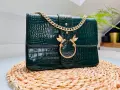 Elegancka-Torebka-Damska-Crossbody-Zielona-Z-Motywem-Jaskolek