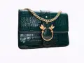 Elegancka-Torebka-Damska-Crossbody-Zielona-Z-Motywem-Jaskolek