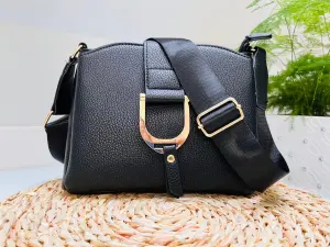 Torebka Damska Czarna Crossbody Ozdobne Zapięcie