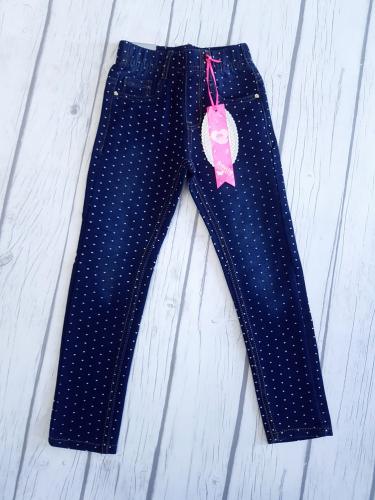 Spodnie dziewczęce granatowe miękki jeans serduszka